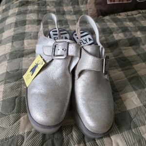 Fly London Metallic Closed Toe Sandles